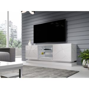 TV stol RB70, LED rasvjeta: Ne, Boja: Bijela + sjajni bijeli