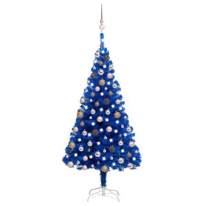 VidaXL Umjetno božićno drvce LED s kuglicama plavo 180 cm PVC
