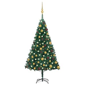 VidaXL Umjetno božićno drvce s LED s kuglicama zeleno 120 cm PVC