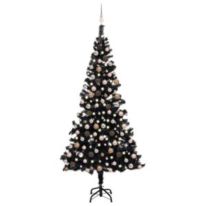 VidaXL Umjetno božićno drvce LED s kuglicama crno 210 cm PVC