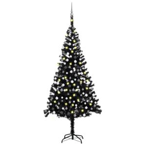 VidaXL Umjetno božićno drvce LED s kuglicama crno 240 cm PVC