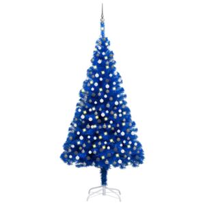 VidaXL Umjetno božićno drvce LED s kuglicama plavo 240 cm PVC