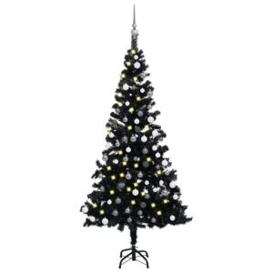VidaXL Umjetno božićno drvce LED s kuglicama crno 120 cm PVC