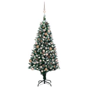 VidaXL Umjetno božićno drvce LED s kuglicama i šiškama 150 cm