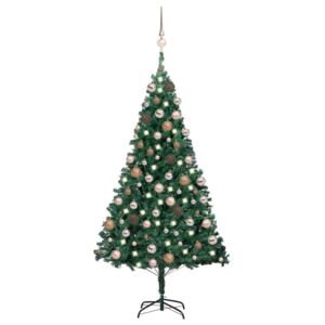 VidaXL Umjetno božićno drvce LED s kuglicama zeleno 180 cm PVC