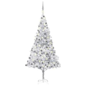VidaXL Umjetno božićno drvce LED s kuglicama srebrno 240 cm PET