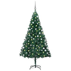 VidaXL Umjetno božićno drvce LED s kuglicama zeleno 120 cm PVC