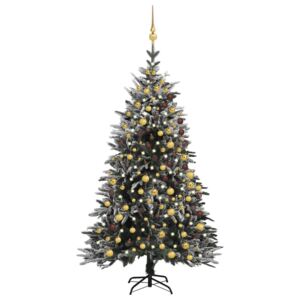 VidaXL Umjetno božićno drvce LED s kuglicama i snijegom 240 cm PVC/PE