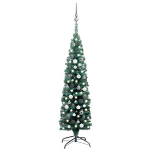 VidaXL Usko umjetno božićno drvce LED s kuglicama zeleno 150 cm