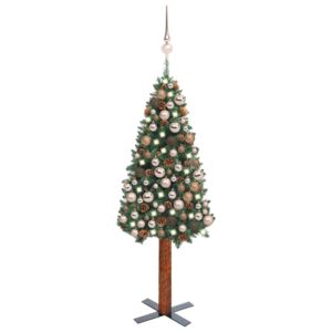 VidaXL Usko božićno drvce LED s kuglicama zeleno 150 cm PVC