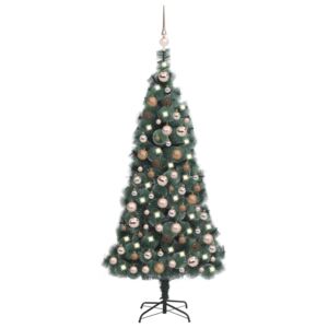 VidaXL Umjetno božićno drvce LED s kuglicama zeleno 150 cm PVC i PE
