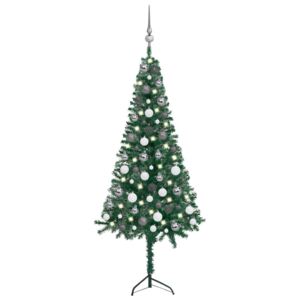 VidaXL Kutno umjetno božićno drvce LED s kuglicama zeleno 120 cm PVC
