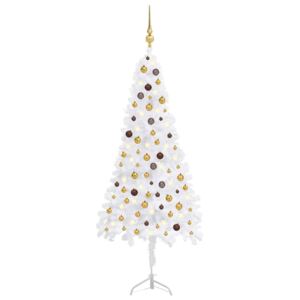 VidaXL Kutno umjetno božićno drvce LED s kuglicama bijelo 210 cm PVC