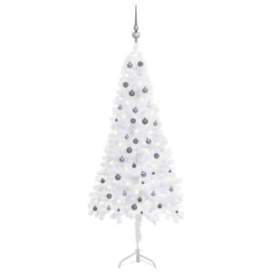 VidaXL Kutno umjetno božićno drvce LED s kuglicama bijelo 240 cm PVC