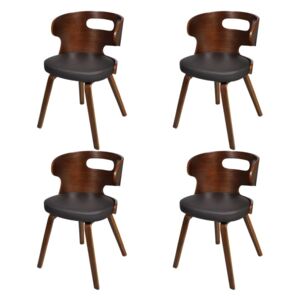 VidaXL Blagovaonske stolice od drva i umjetne kože 4 kom smeđe