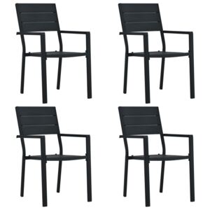 VidaXL Vrtne stolice 4 kom crne HDPE s izgledom drva