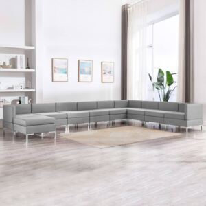 VidaXL 10-dijelni set sofa od tkanine svjetlosivi