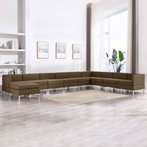 VidaXL 10-dijelni set sofa od tkanine smeđi