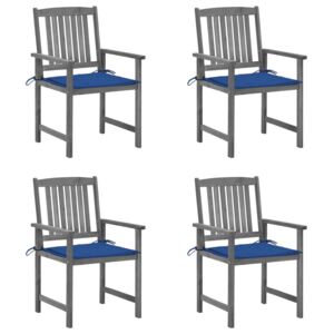 VidaXL Redateljske stolice s jastucima 4 kom sive od bagremovog drva