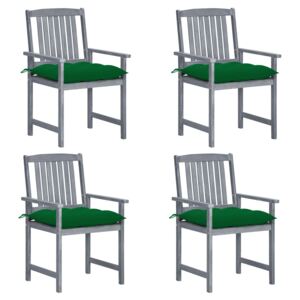 VidaXL Redateljske stolice s jastucima 4 kom sive masivno drvo bagrema