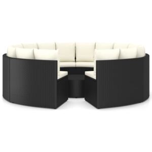 VidaXL 9-dijelni set vrtnih sofa od poliratana s jastucima crni