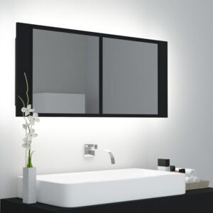 VidaXL LED kupaonski ormarić s ogledalom crni 100 x 12 x 45 cm