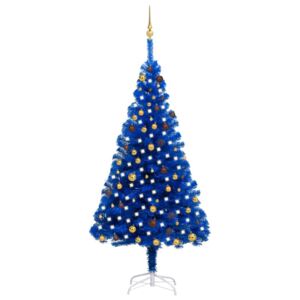 VidaXL Umjetno božićno drvce LED s kuglicama plavo 210 cm PVC