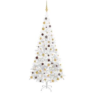 VidaXL Umjetno božićno drvce LED s kuglicama L 240 cm bijelo