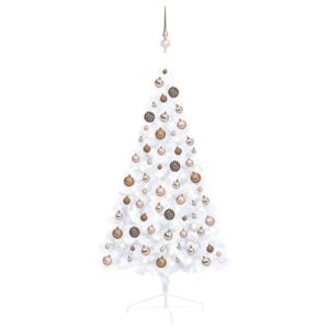 VidaXL Umjetna polovica božićnog drvca LED s kuglicama bijela 120 cm