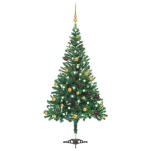 VidaXL Umjetno božićno drvce LED s kuglicama 210 cm 910 grana