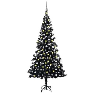 VidaXL Umjetno božićno drvce LED s kuglicama crno 210 cm PVC