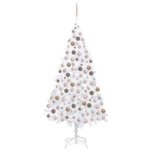VidaXL Umjetno božićno drvce LED s kuglicama bijelo 210 cm PVC