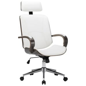 VidaXL Okretna uredska stolica od umjetne kože i savijenog drva bijela