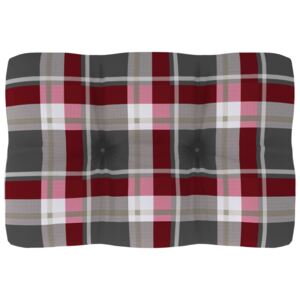 VidaXL Jastuk za sofu od paleta crveni karirani 60 x 40 x 12 cm