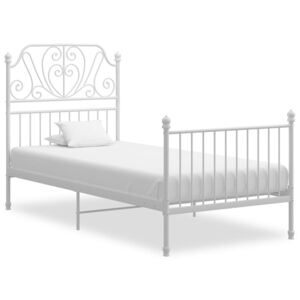 VidaXL Okvir za krevet bijeli od metala i šperploče 90 x 200 cm