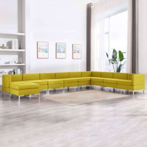 10-dijelni set sofa od tkanine žuti