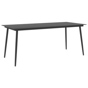 VidaXL Vrtni blagovaonski stol crni 190 x 90 x 74 cm čelik i staklo
