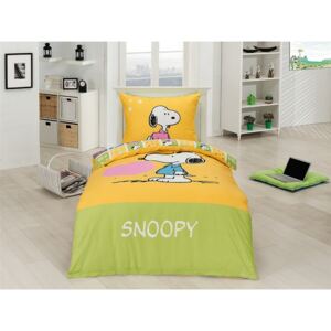 Povlečení Matějovský Snoopy buddy zelena žuta 200x140 cm 90x70