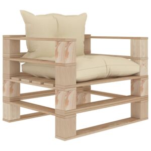 VidaXL Vrtna sofa od paleta s krem jastucima drvena