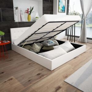 VidaXL Okvir za krevet od umjetne kože s prostorom za pohranu bijeli 180 x 200 cm