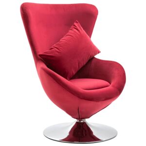 VidaXL Okretna jajolika stolica s jastukom crvena baršunasta