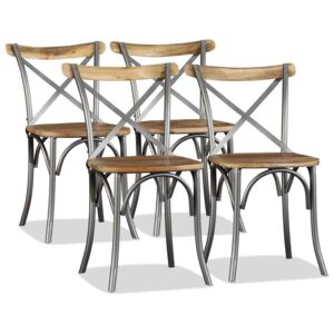 VidaXL Blagovaonske stolice 4 kom od masivnog drva manga i čelika
