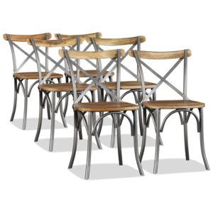 VidaXL Blagovaonske stolice 6 kom od masivnog drva manga i čelika