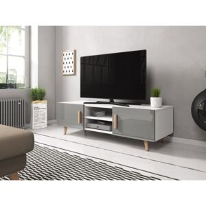 TV stol NU3 Bijela + sjajni siva