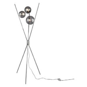 Dizajn podne svjetiljke srebrne boje s dimnim staklom 3 svjetla - Stino