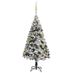VidaXL Umjetno božićno drvce s LED svjetlima i kuglicama zeleno 120 cm