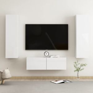 VidaXL 3-dijelni set TV ormarića visoki sjaj bijeli od iverice