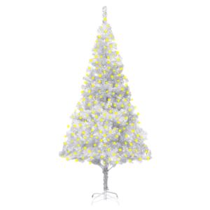 VidaXL Umjetno božićno drvce LED sa stalkom srebrno 210 cm PET