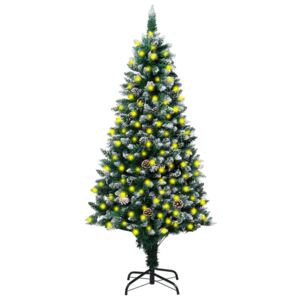 VidaXL Umjetno božićno drvce LED sa šiškama i bijelim snijegom 240 cm