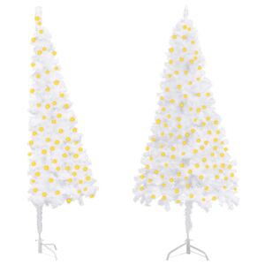 VidaXL Kutno umjetno božićno drvce s LED svjetlima bijelo 120 cm PVC